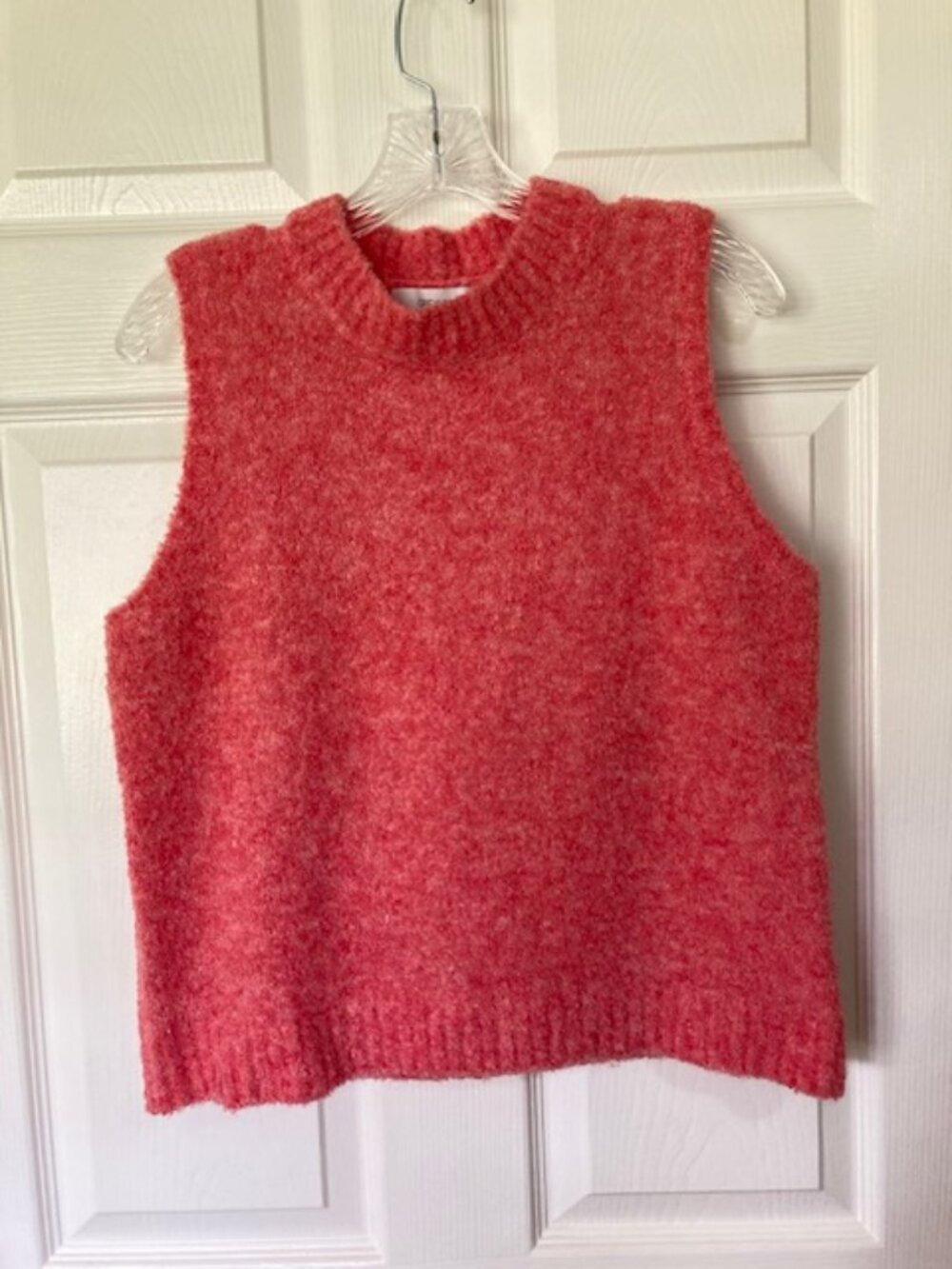 Greylin Wesley Eco Melange Mock Neck Coral Sleeveless Sweater L Quiet Luxury